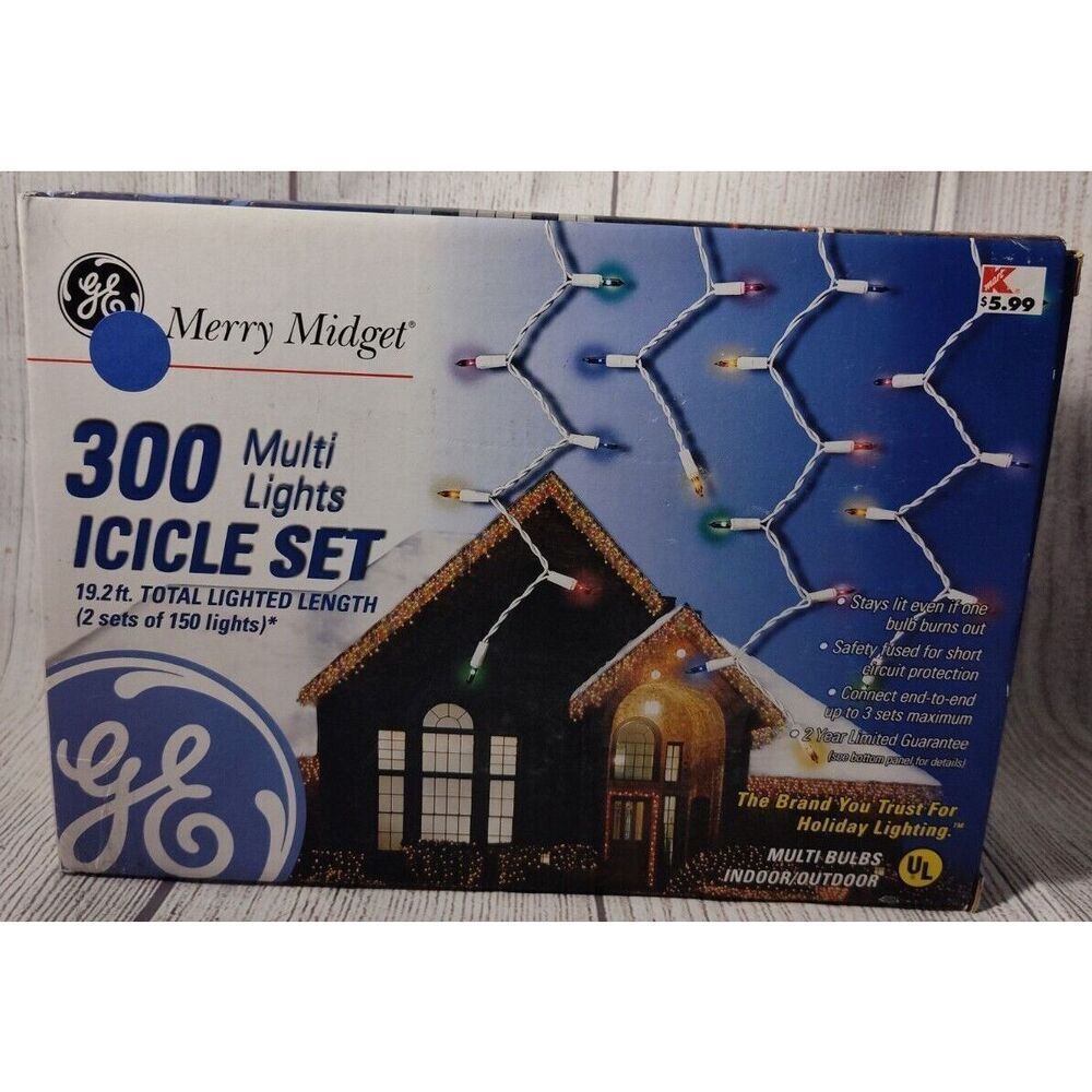 GE Merry Midget 300 Multicolor Icicle Lights NEW Vintage K-Mart Christmas